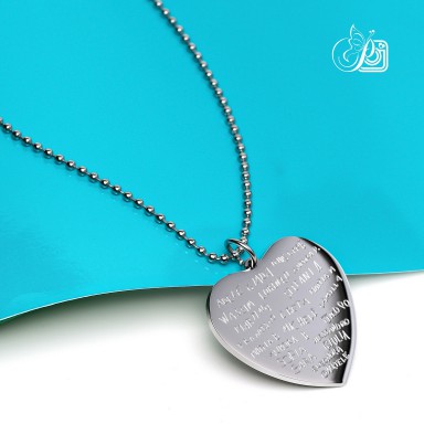 Necklace with autographed signatures in stainless steel