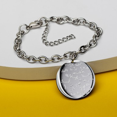 Bracelet with autographed signatures in stainless steel