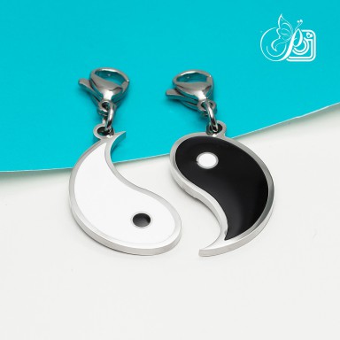 Yin yang charm in stainless steel