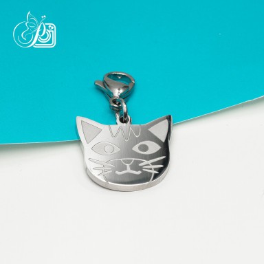 Cat charm in stainless steel