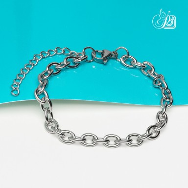 Bracelet base for chain link charm in stainless steel