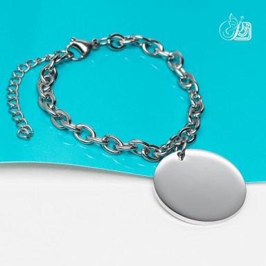 Bracciale personalizzabile ciondolo tondo in acciaio inox