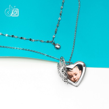 Heart photo necklace in stainless steel