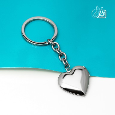 Heart photo key chain in stainless steel