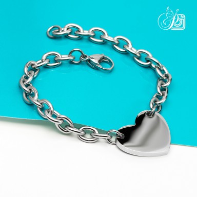 Bracciale personalizzabile cuore incatenato in acciaio inox