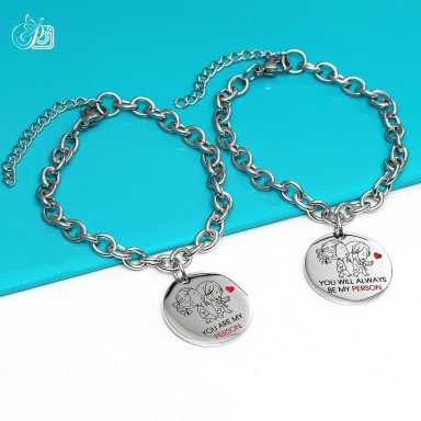 Coppia di bracciali you are my person in acciaio inox