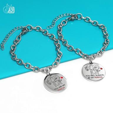 Pair of you are my person bracelets in stainless steel