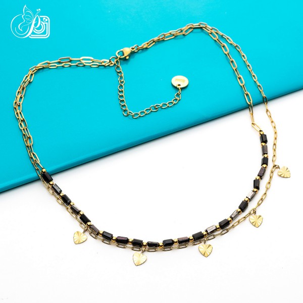 Collier Donna Oro Giallo E Bianco Maglia Catena Ovali Diamantati - Foto 2