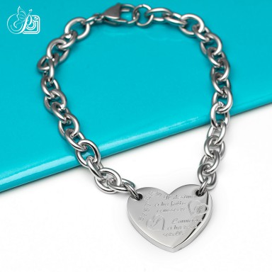 Bracciale cuore Sister "destino" con iniziali in acciaio inox