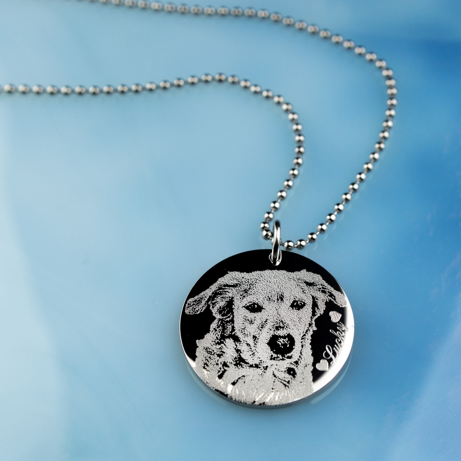 Collana tonda con foto in acciaio inox
