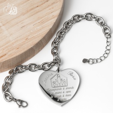 Bracciale maestra con casetta in acciaio inox