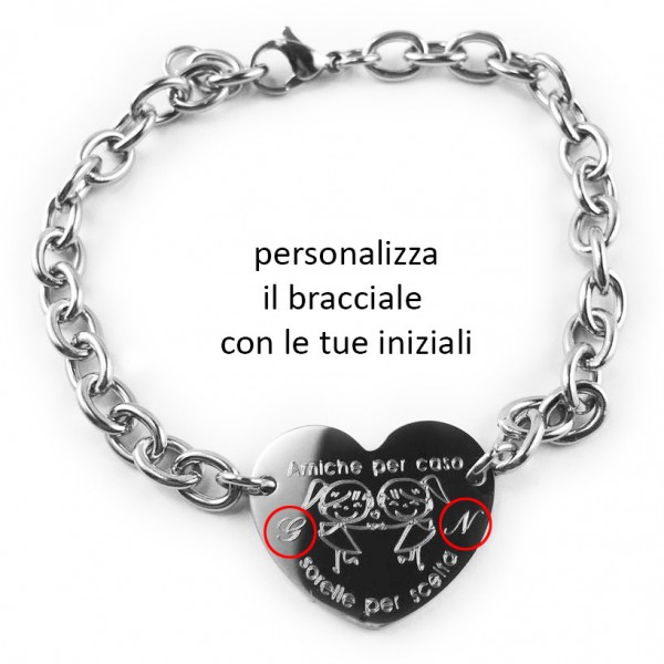 Bracciale cuore incatenato Batti le mani schiocca le dita in acciaio inox