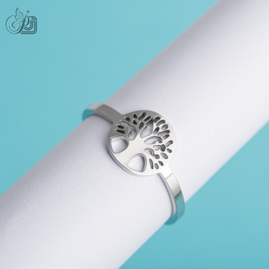 Anello regolabile albero della vita in acciaio inox