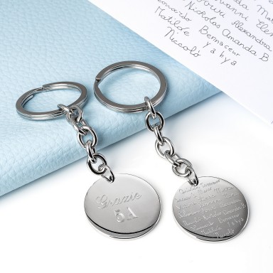 Portachiavi con firme autografe in acciaio inox