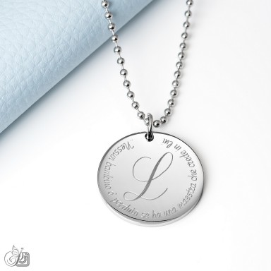 Collana per la maestra con iniziale in acciaio inox