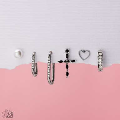 Set 6 orecchini "Silvia" in acciaio inox