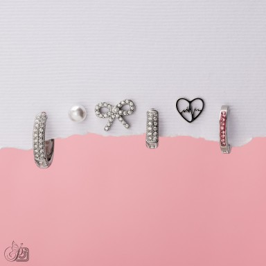 Set 6 orecchini "Clara" in acciaio inox