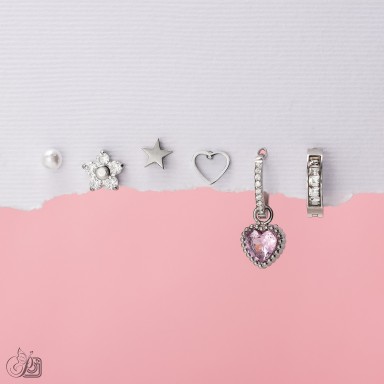 Set 6 orecchini "Caterina" in acciaio inox
