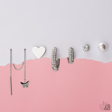 Set 6 orecchini "Loren" in acciaio inox