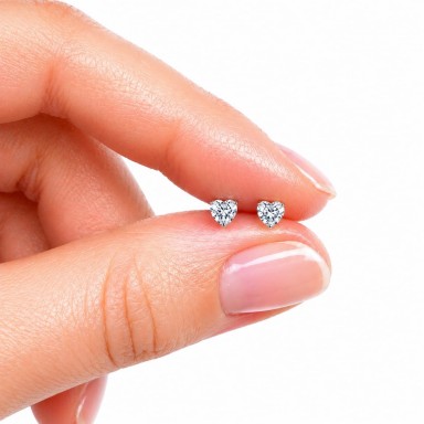 Coppia micro orecchini cuoricini argento 3mm