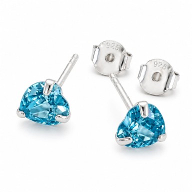 Coppia micro orecchini Zircone color acquamarina mm 5