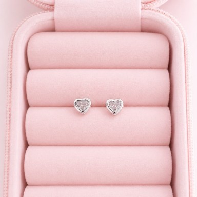 Micro orecchini cuoricino castone argento 3mm
