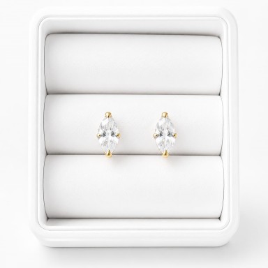 Coppia micro orecchini arg. zircone marquise griffe