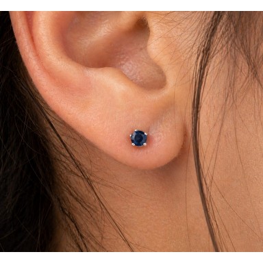 Orecchino singolo argento 925 punto luce blu 0,3 cm